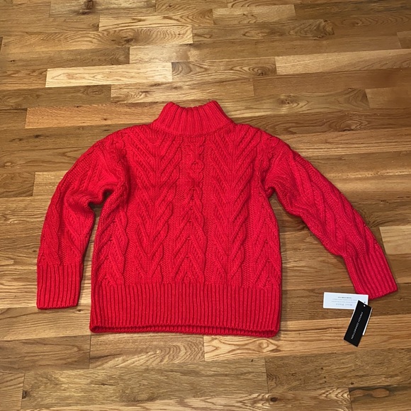 NWT French Connection NISSA CHUNKY CABLE-KNIT SWEATER IN BARBERRY - Picture 2 of 8